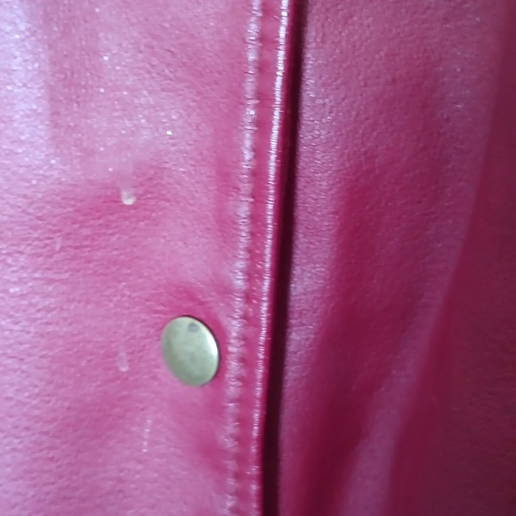 Terry Lewis Large Genuine Leather Jacket Red Snap Up Trucker Faux Fur Lining 1X - Picture 9 of 16